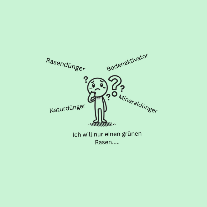 Ratloses Strichmännchen im Gartencenter – symbolisiert Unsicherheit beim Kauf und den Wert guter, freundlicher Kundenberatung.